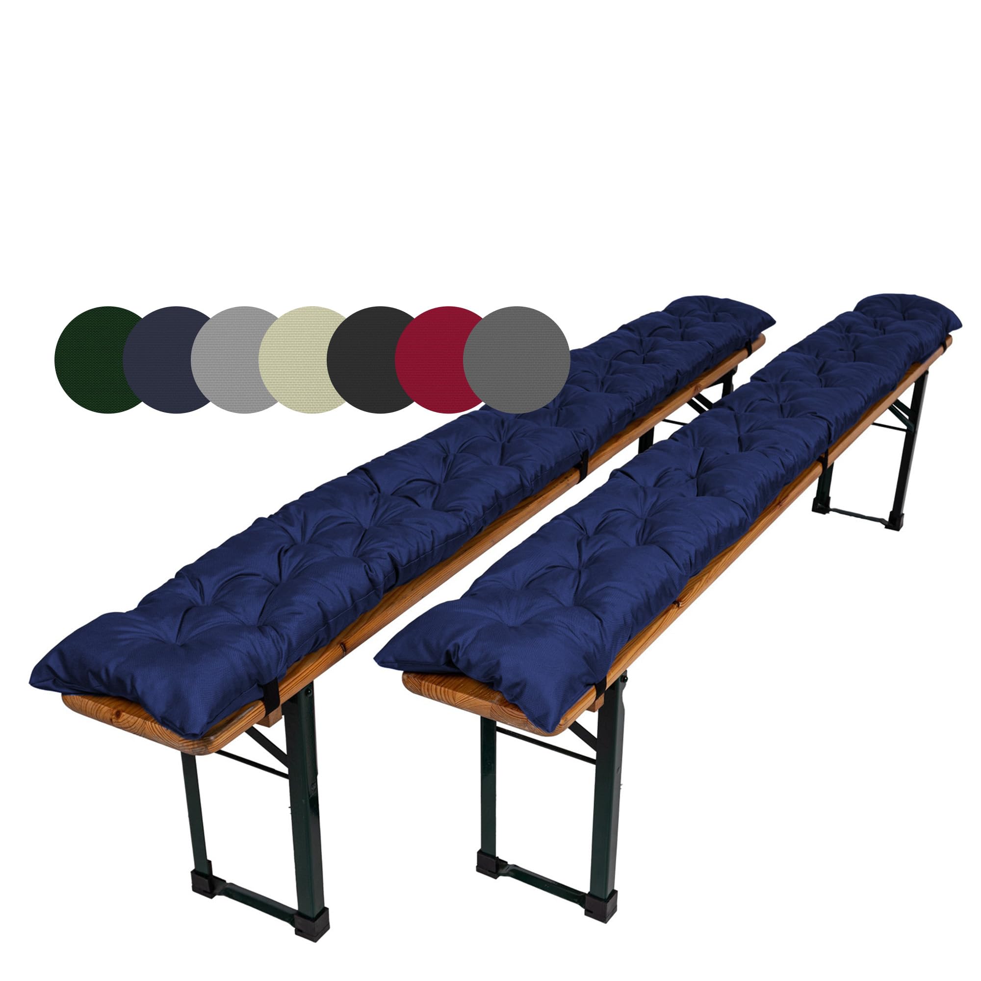 TexDeko® Garden zestaw 2 pokrowców na ławki piwne, pikowane, odporne na działanie promieni UV, odporne na działanie wody, 180 x 25 cm, wyściełane, przytulne poduszki do siedzenia na ławki piwne,