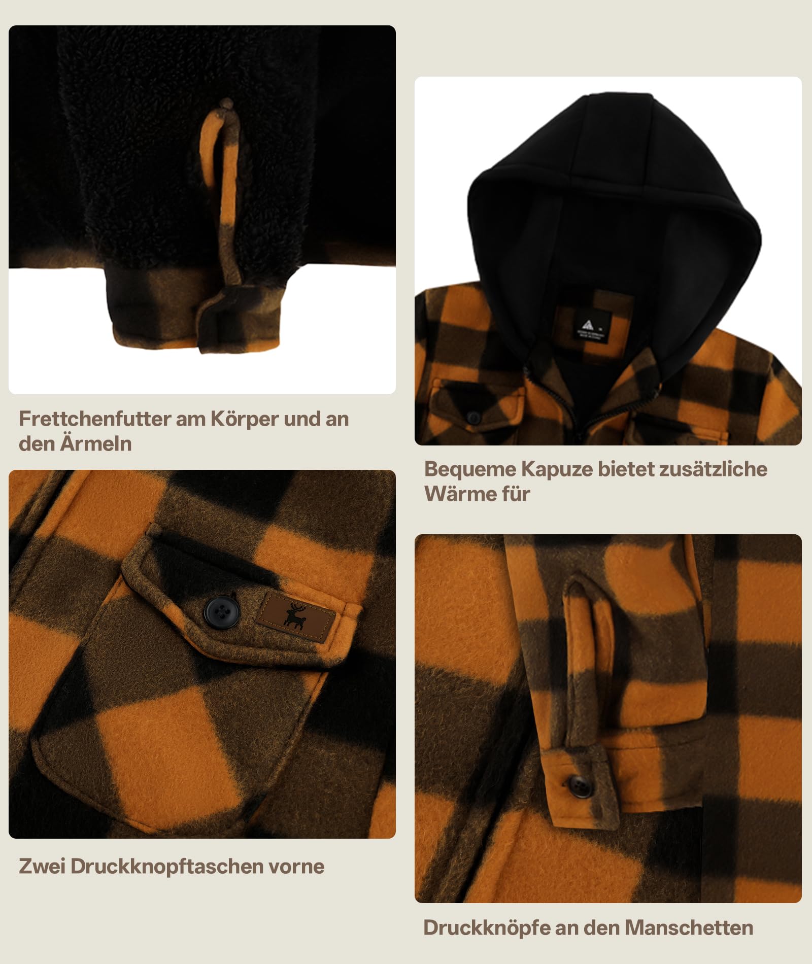zitysport Hemdjacke Jungen Verdicken Hoodie Karierts Jacke Kinder mit Reißverschluss Warm Flanelljacke Jungen Sweatjacke Outdoor Fleecejacke Winter Jacken für Junge mit Brusttasche