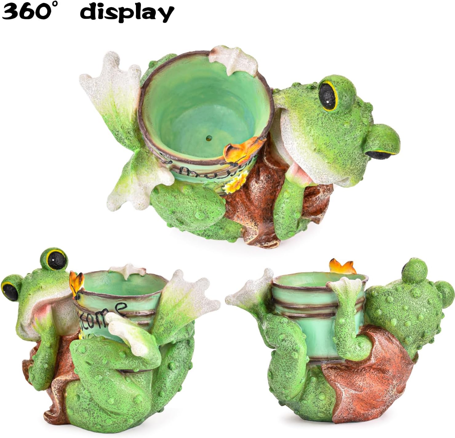 Sungmor Frog Garden Statue Succulent Pot, Funny Garden Frog Holding Bucket Figurines Indoor Outdoor Decorative Planters, Resin Frog Ornament Home Office Yard Lawn Decor