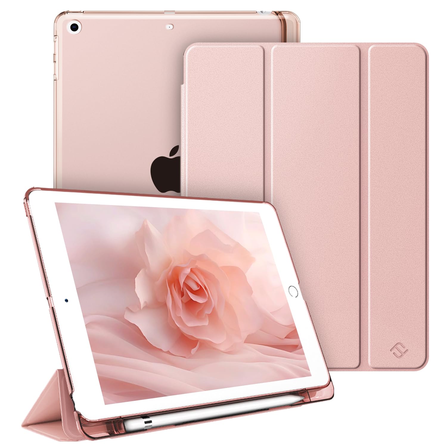Fintie Hülle für iPad 9.7 Zoll 6. Generation 2018/5. Generation 2017 mit Pencil Halter- Ultradünn Superleicht Schutzhülle mit transparenter Rückseite Abdeckung Cover, Auto Schlaf/Wach, Roségold
