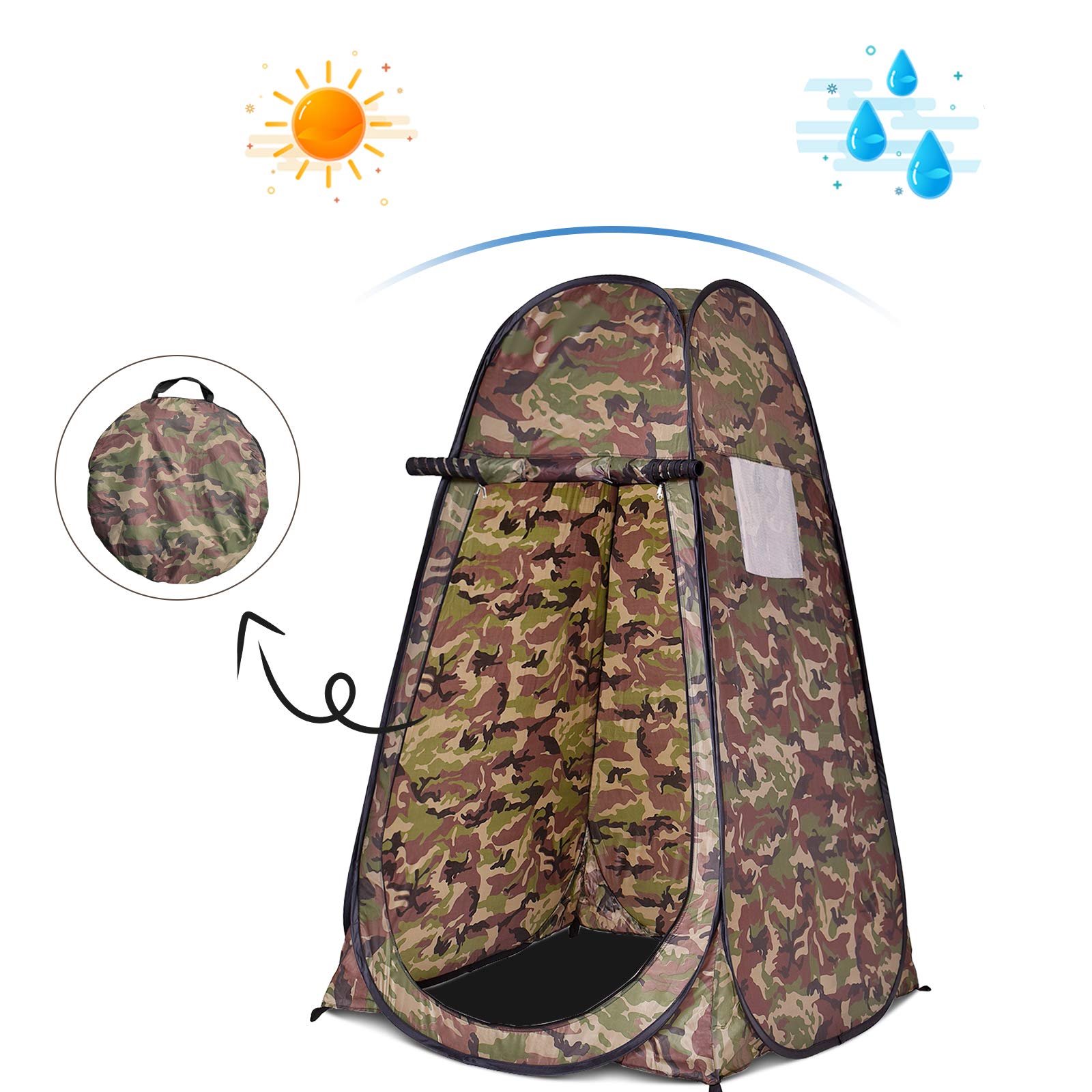 RELAX4LIFE Tente de Douche Instantanée Toilettes Vestiaire pour Camping Pêche Chasse Plage Dimension 120x120x190CM (H x I x L) Deux Couleurs au Choix