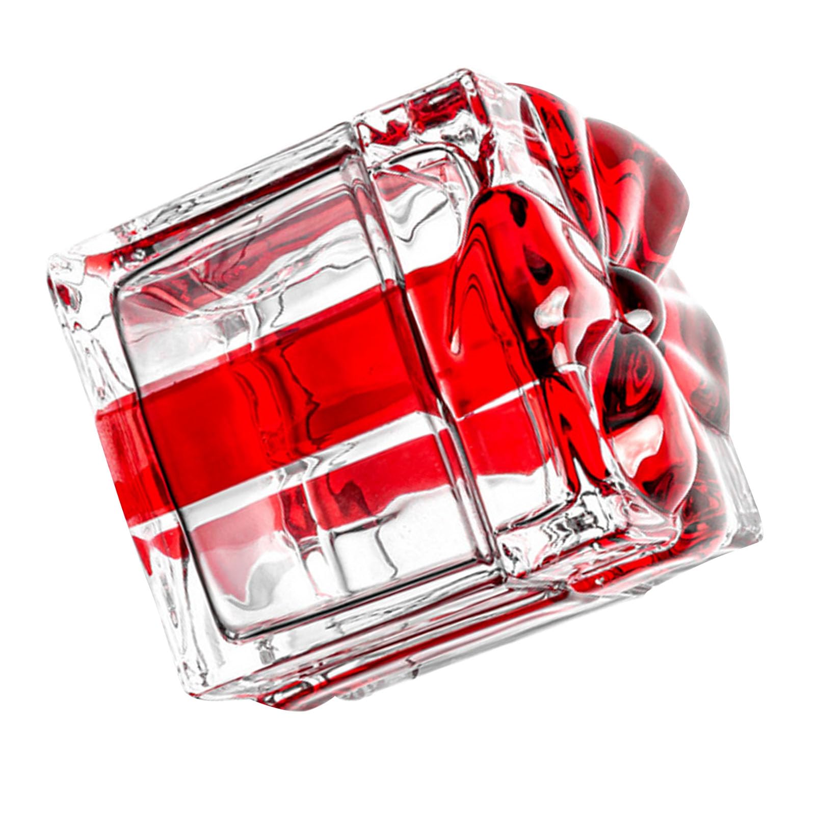 EMUKOEP Barattolo di Caramelle Regalo di Natale Ciotola di Caramelle di Vetro Classica per Contenitori di Dolcetti in Vetro per Feste Festive per Un'atmosfera Calda (4,13x4,13x4,13 pollici Rosso)