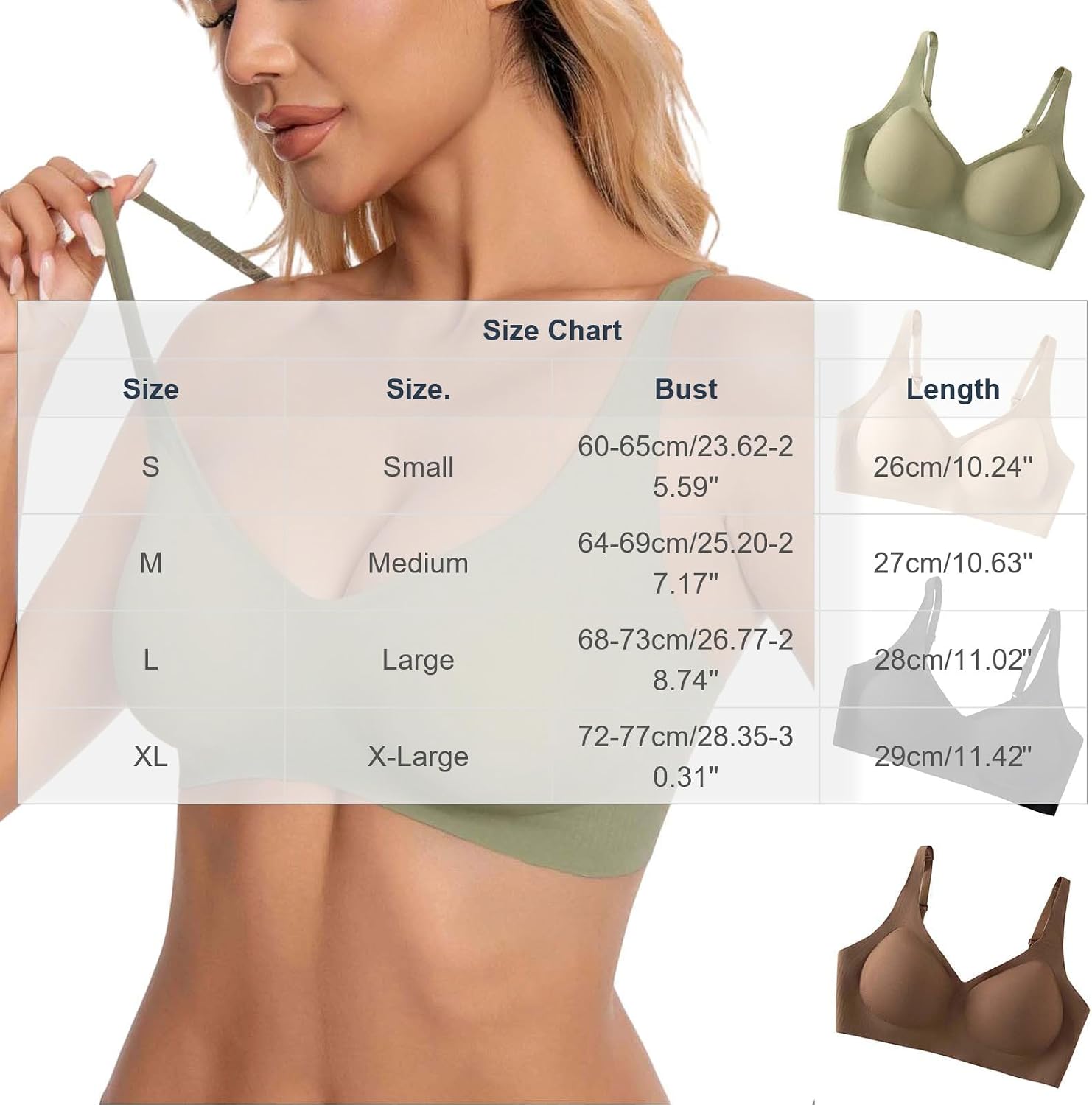 Women's Wireless Support Bra, Full Coverage Soft Cup Bralette Ribbed Padded Minimizer Bras with Adjustable Straps