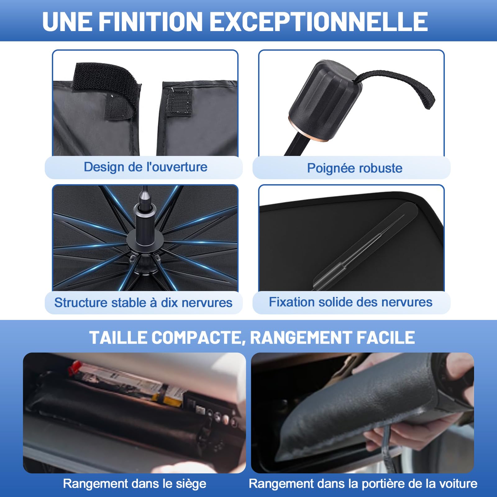Pare-Brise de Voiture,Pare-Soleil Voiture,Pare-Soleil Voiture Pare-Brise Intérieur,2025 Dernier Pare-Soleil Avant Pliable,Bloque Les Rayons UV