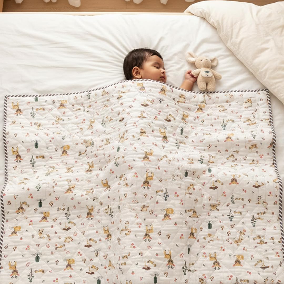 HOMEMONDE Kids Blanket - Soft Cotton Reversible Bear -9