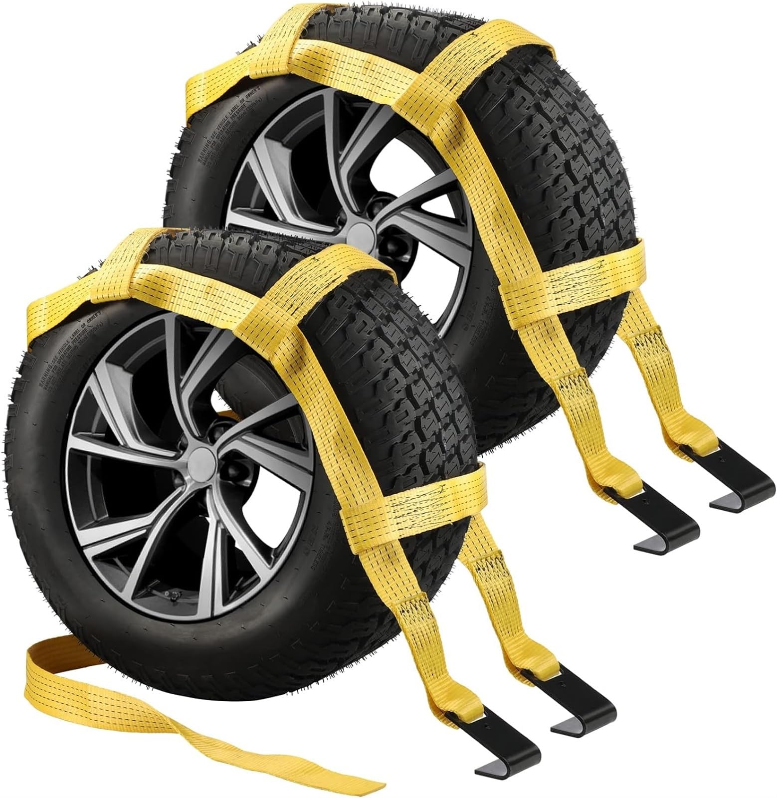 THE WHITE SHOP 2PCS Tow Dolly Basket Straps With Flat Hook,Car Wheel Straps Tire Bonnet Net Fits Most 14"-19" Tires,Tow Dolly Strap,Auto,Towing Tie Down Webbing