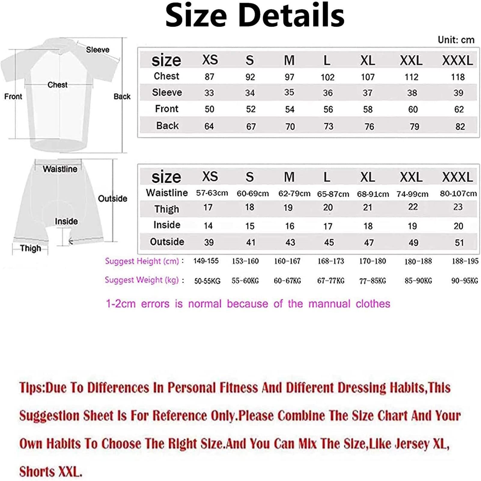 FFFF & OLFEH Vêtements Cyclisme Pro Homme Tenue Cycliste Manche Courte, Été Jerseys VTT et Cuissard à Bretelle avec 9D Coussin Gel, Cycling Route Respirant Séchage Rapide