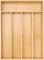 Besilord Bamboo Silverware Organizer Tray - 5-Slot Kitchen Drawer Utensil Holder, Natural Cutlery Flatware Organizer