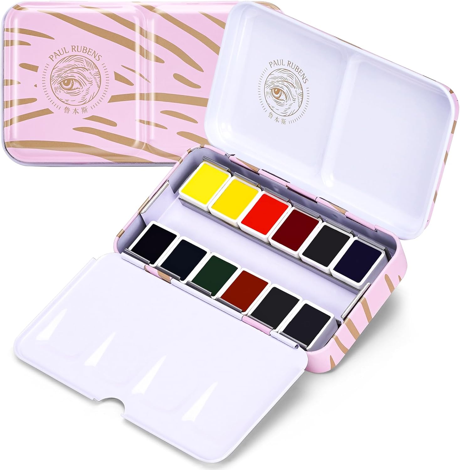 Paul Rubens Artist Watercolor Paint Set,12 Vibrant Colors in Portable Box, Great Lightfastness, Perfect Travel Professional Watercolor Set for Artists, Beginners, Adults