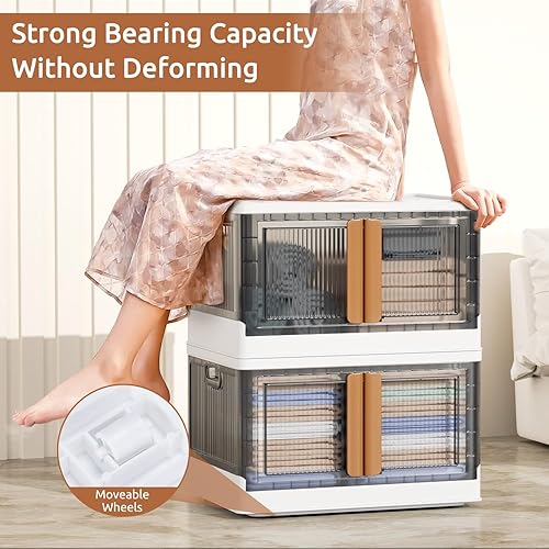 Miniatura 5 de Z ZONAMA Contenedores de almacenamiento con tapas, organizadores plegables de armario y almacenamiento de 8.4 galones, organizador de armario