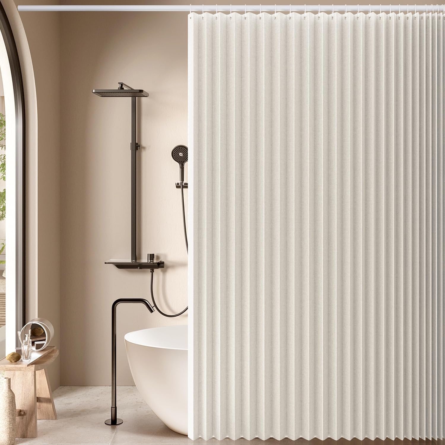 Personalizable Cortina Plegable baño corrediza，Separador de Espacios Interiores，Adecuado para Puertas correderas, armarios-White- 120x240cm