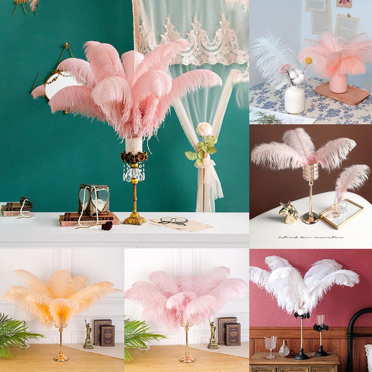 5 plumas de avestruz rojas, plumas decorativas para manualidades, plumas naturales, grandes, para Navidad, bodas, fiestas, fiestas, carnaval, casa, decoración de mesa, bricolaje (30-35 cm)