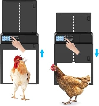 Hatching Time Smart Automatic Chicken Coop Door with Timer Battery Operated Electric Chicken Door, Predator-Proof Safety, Weather-Resistant, Easy Install Auto Chicken Coop Door for Poultry