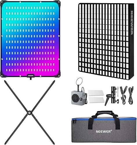 Miniatura 11 de Neewer Paquete de 2 luces LED de video regulables bicolor, 480 LED, 3200 ~ 5600K CRI 96+ panel LED con soporte en U, soporte de luz de trípode de 75