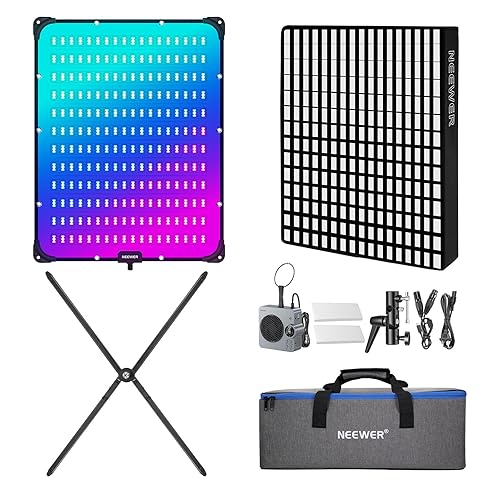 NEEWER Pro 200W Flexible LED Video Light, Studio RGB Panel Light Mat Kit with Softbox APP/2.4G/DMX Control 2500-10000K 25000lux/0.5m CRI95+, Key Lighting for Live Streaming Video Recording, AF200C