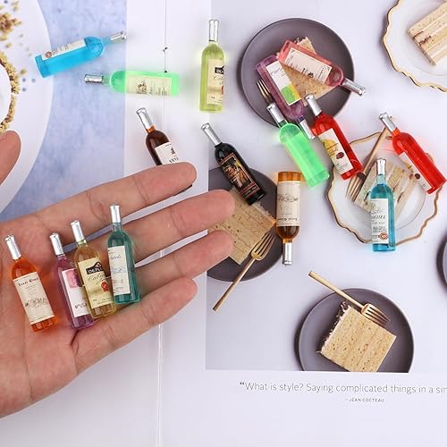 Miniatura 3 de 20 botellas en miniatura, lindas botellas de vino para casa de muñecas, para hacer mini comida y bebida, accesorios para decoración de casa de