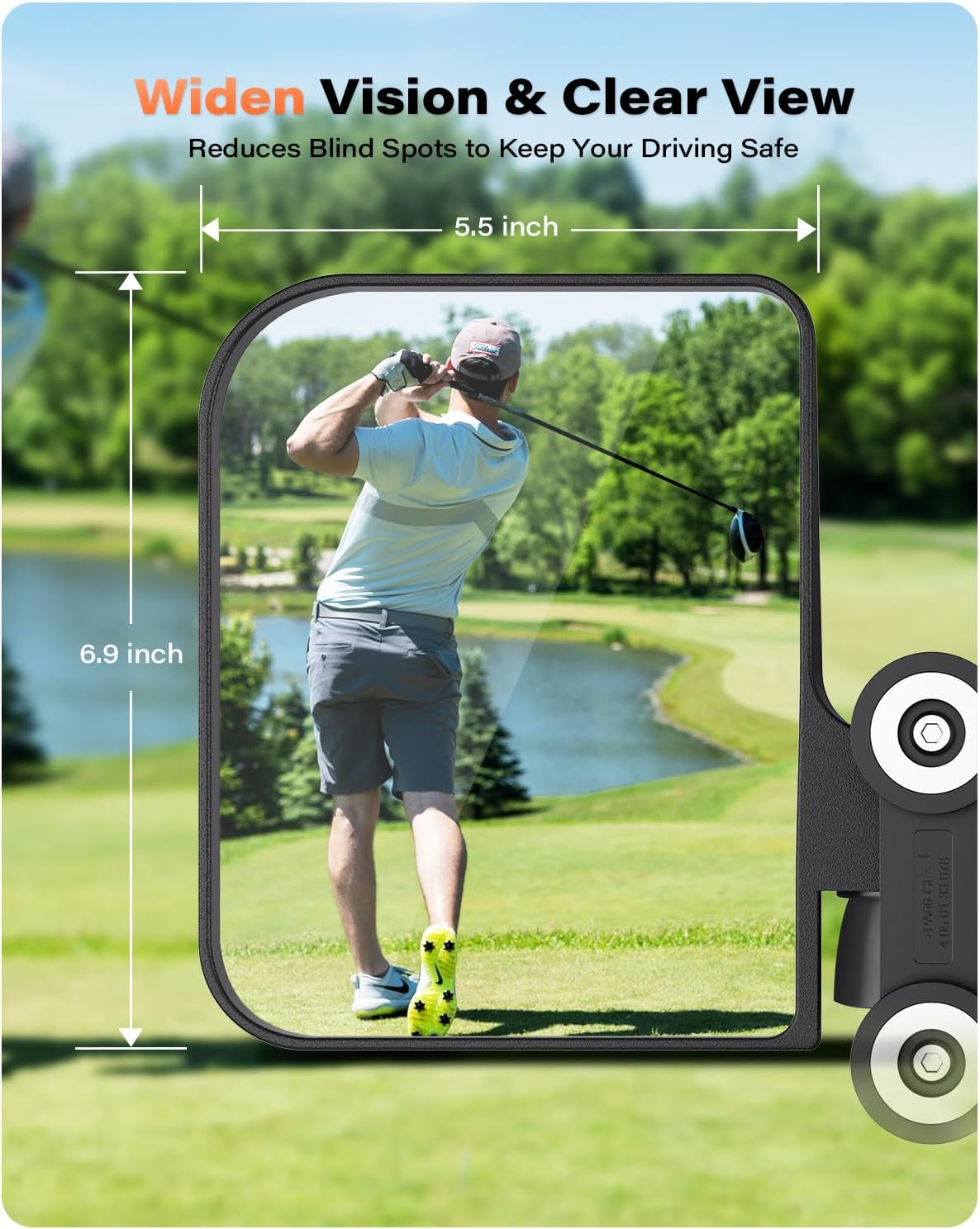 A2C Universal Magnetic Golf Cart Side Mirrors Compatible with EZGO Yamaha Club Car, No Drilling Large Magnetic Tractor Golf Cart Mirrors for Kubota Mahindra John Deere, Gift for Men Father Golfer