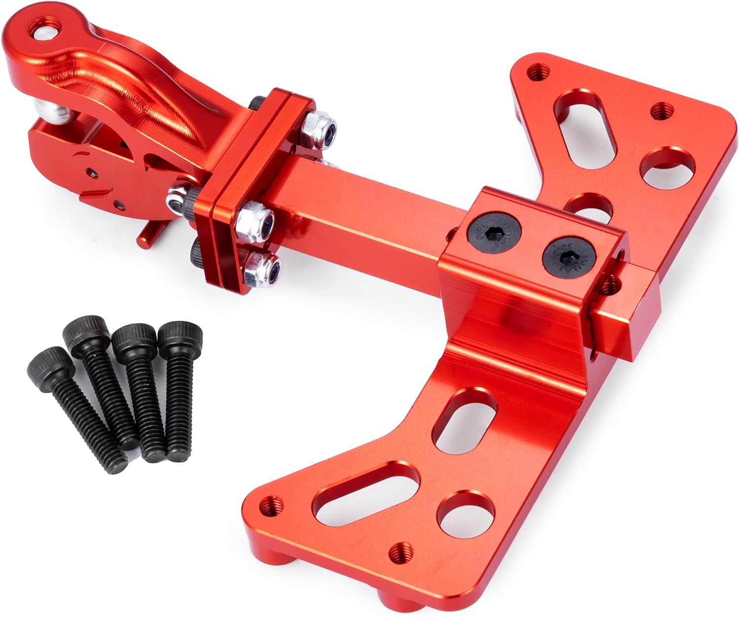 RC Trailer Hook Rack, Aluminium Alloy RC Trailer Hook Adjustable Trailer Hitch Hook Bracket Compatible with Axial SCX6 AXI05000 Wrangler 1/6 RC Crawler Car Upgrade Parts (Red)
