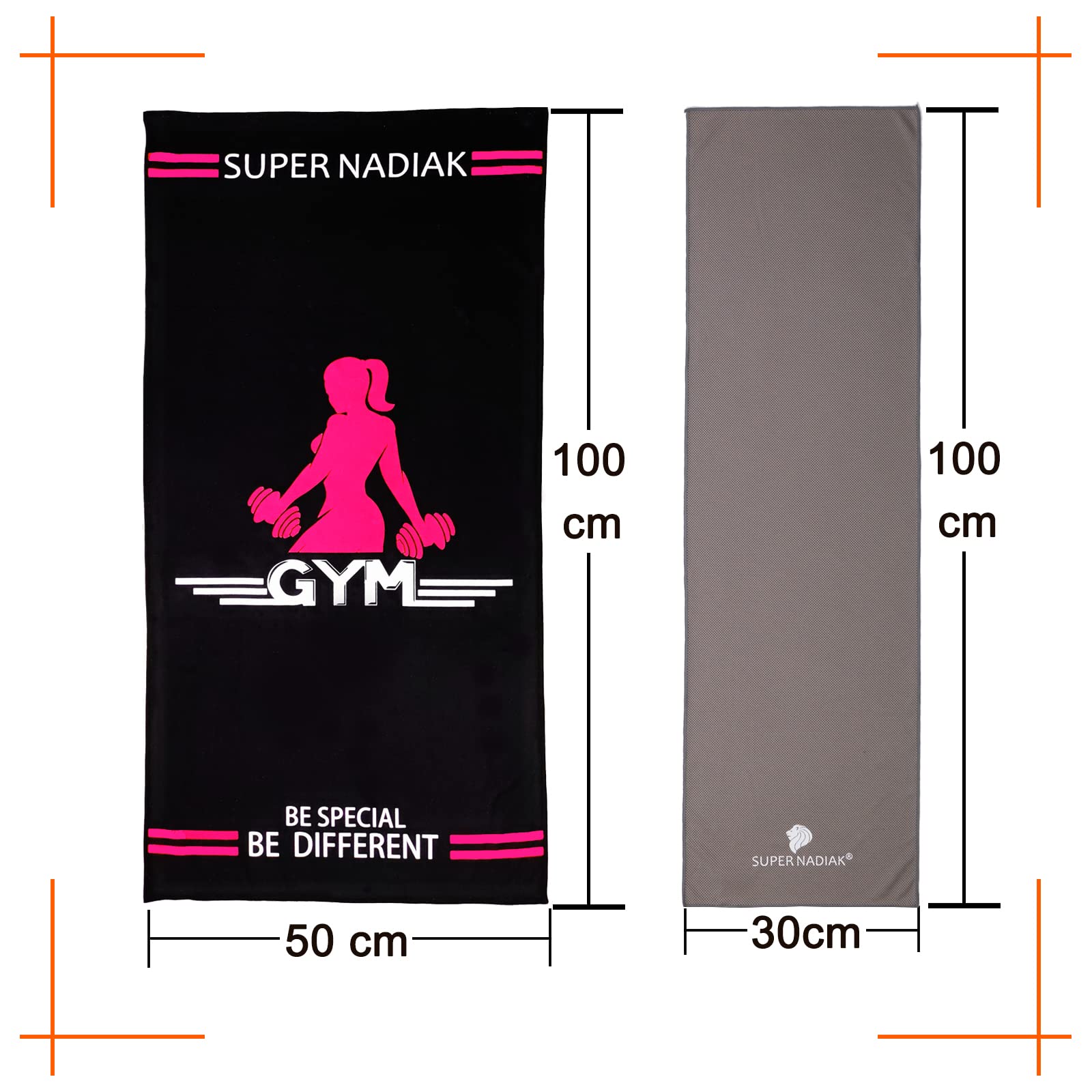 super NADIAK Women's Microfiber Gym Towel - Fast-Drying & Lightweight for Fitness Yoga, Weight Training - Sports Towel (Pink, 50x100cm) - Image 2