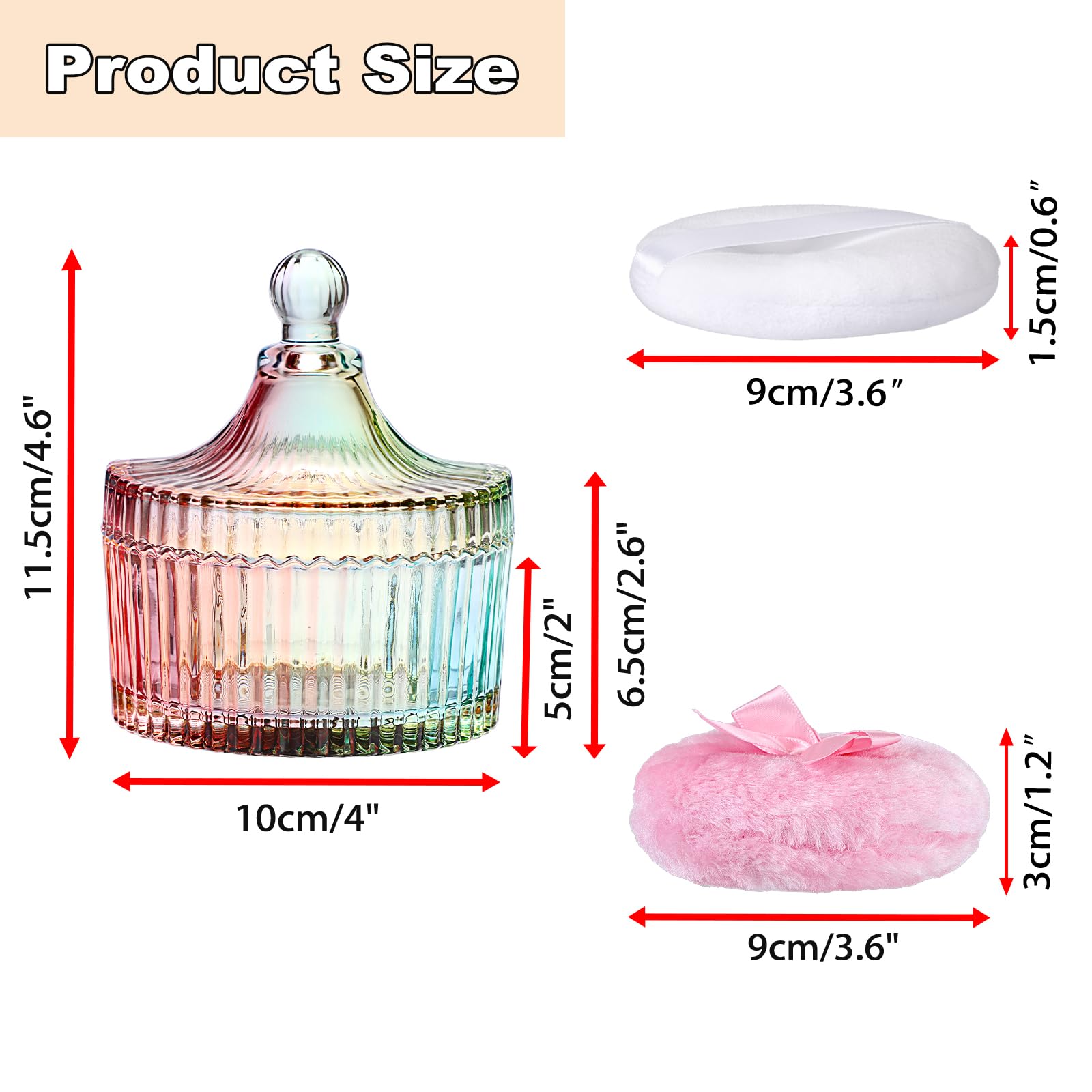 SUMTree Glass Body Powder Container and Puffs - Image 2