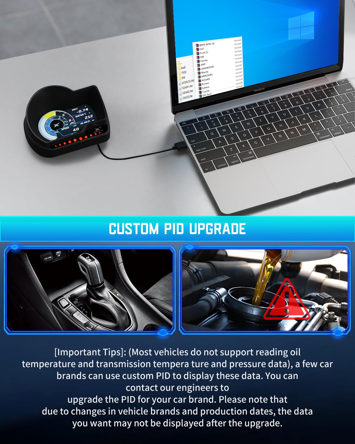 Lufi XF OBD2 gague Display, Boost Gauge, Water Temperature Meter, Vehicle Electronic Combination Instrument Cluster, not Suitable for Pure Electric Vehicles