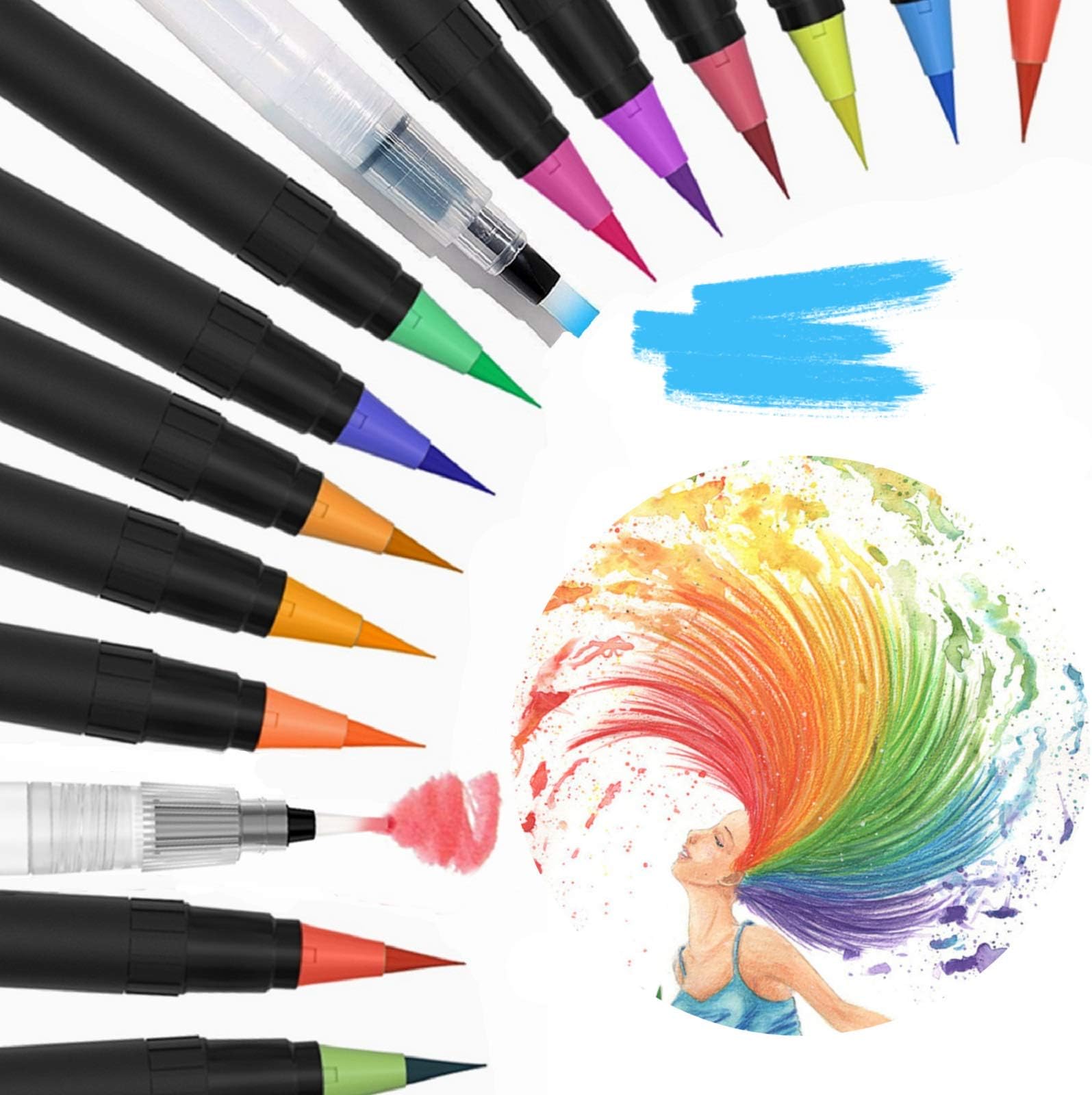 Pentel Sign Brush Marker Pens - Flexible Tip Assorted Colours - Pack 12