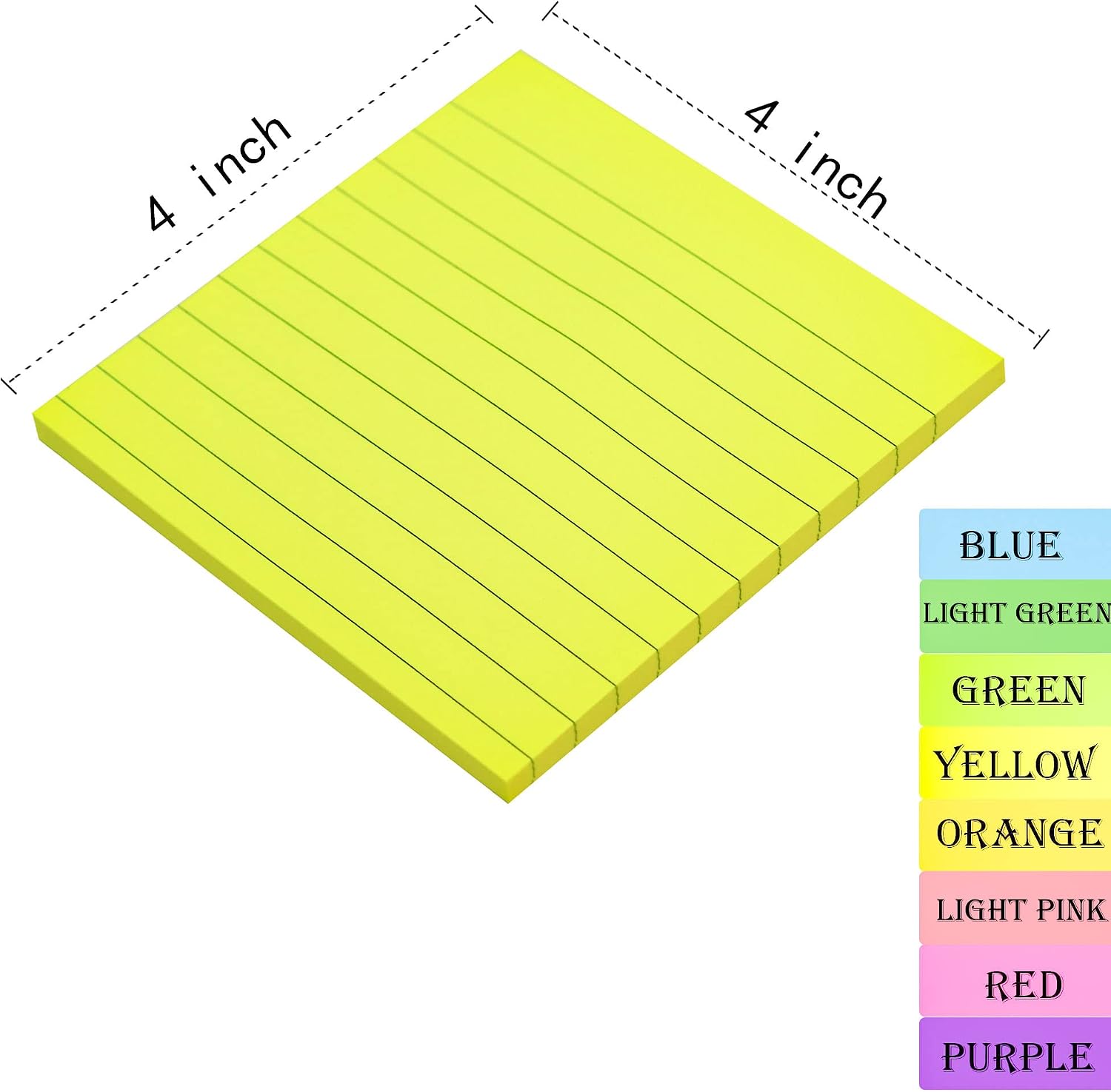 (8 Pads) Lined Sticky Notes 4x4 in Post, Colors Self Sticky Notes Pad Its image 2