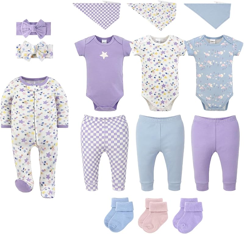 15pc Baby Clothes Set - Newborn, 3-6, 6-9 - Sky Sparkle