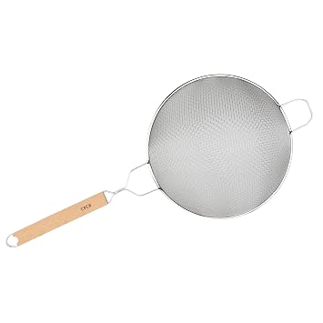 Winco MS2K-10D Strainer, 10.5-Inch Diameter, Double Fine Mesh, Medium, Stainless Steel, Tan | Foodservice, Great for Draining Pasta, Rinsing Produce, Straining and Kitchen Prep