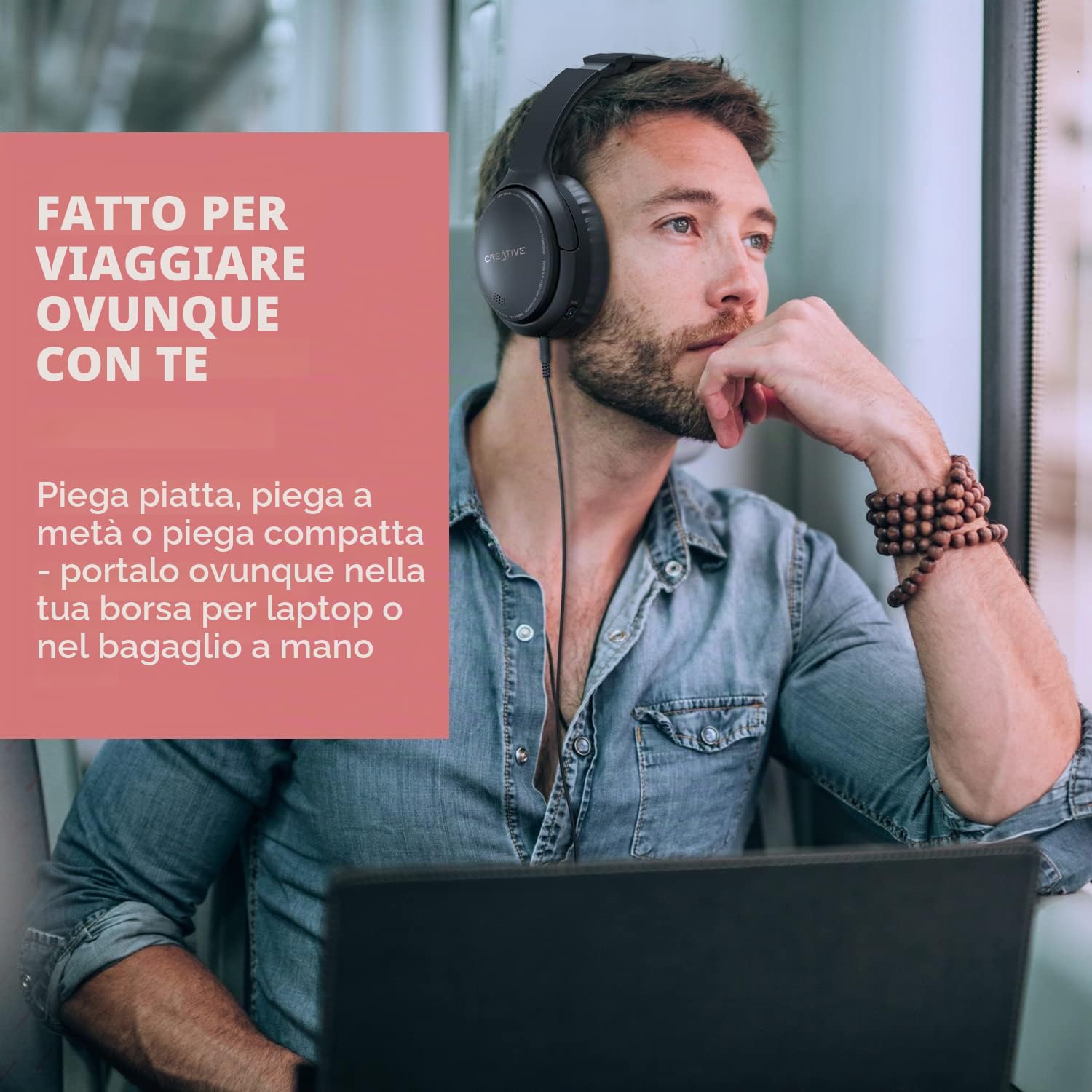 CREATIVE Zen Hybrid Cuffie over-ear wireless con Cancellazione Attiva del Rumore Ibrida e Modalità Ambiente, fino a 27 ore (con ANC attivo) di riproduzione, Bluetooth 5.0, AAC,Nero