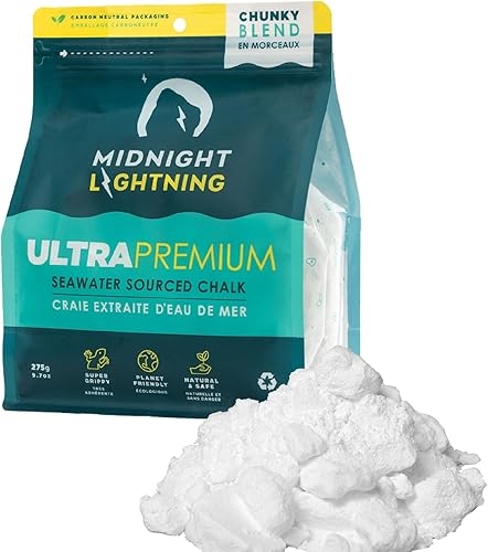 Midnight Lightning Tiza de escalada de origen de agua de mar, tiza suelta para escalada en roca, boulder, levantamiento de pesas en gimnasio y