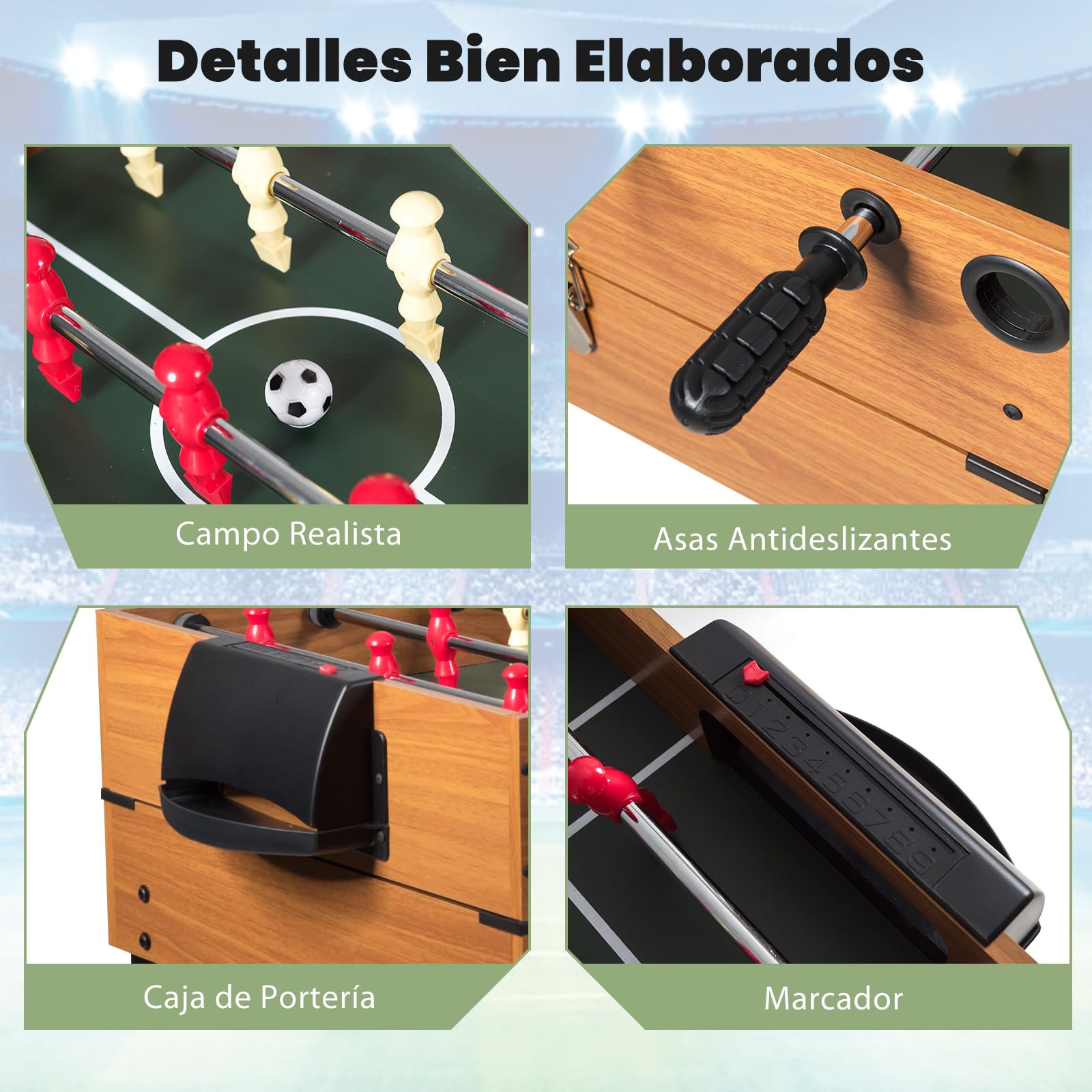 COSTWAY Mesa de Multijuegos 3 en 1 con Patas, Futbolín Billar Air Hockey, 123 x 58 x 83 cm