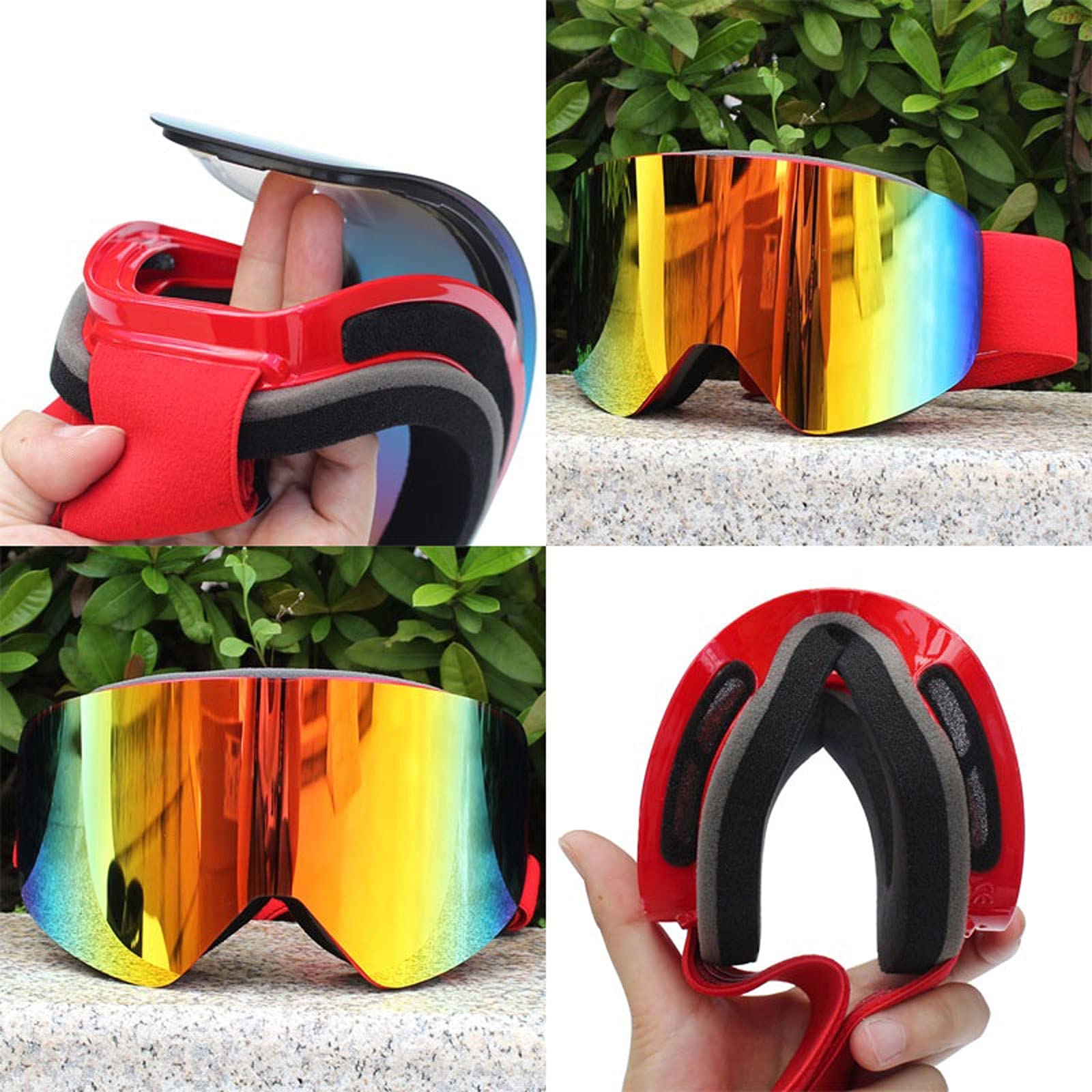 DieffematicHXJ Gafas Esqui Hombre Gafas de esquí magnético Doble Capa Lente polarizada Esquí Anti-Niebla Snowboard Gafas Hombres Mujeres Gafas Gafas Eyewear (Color : Red)
