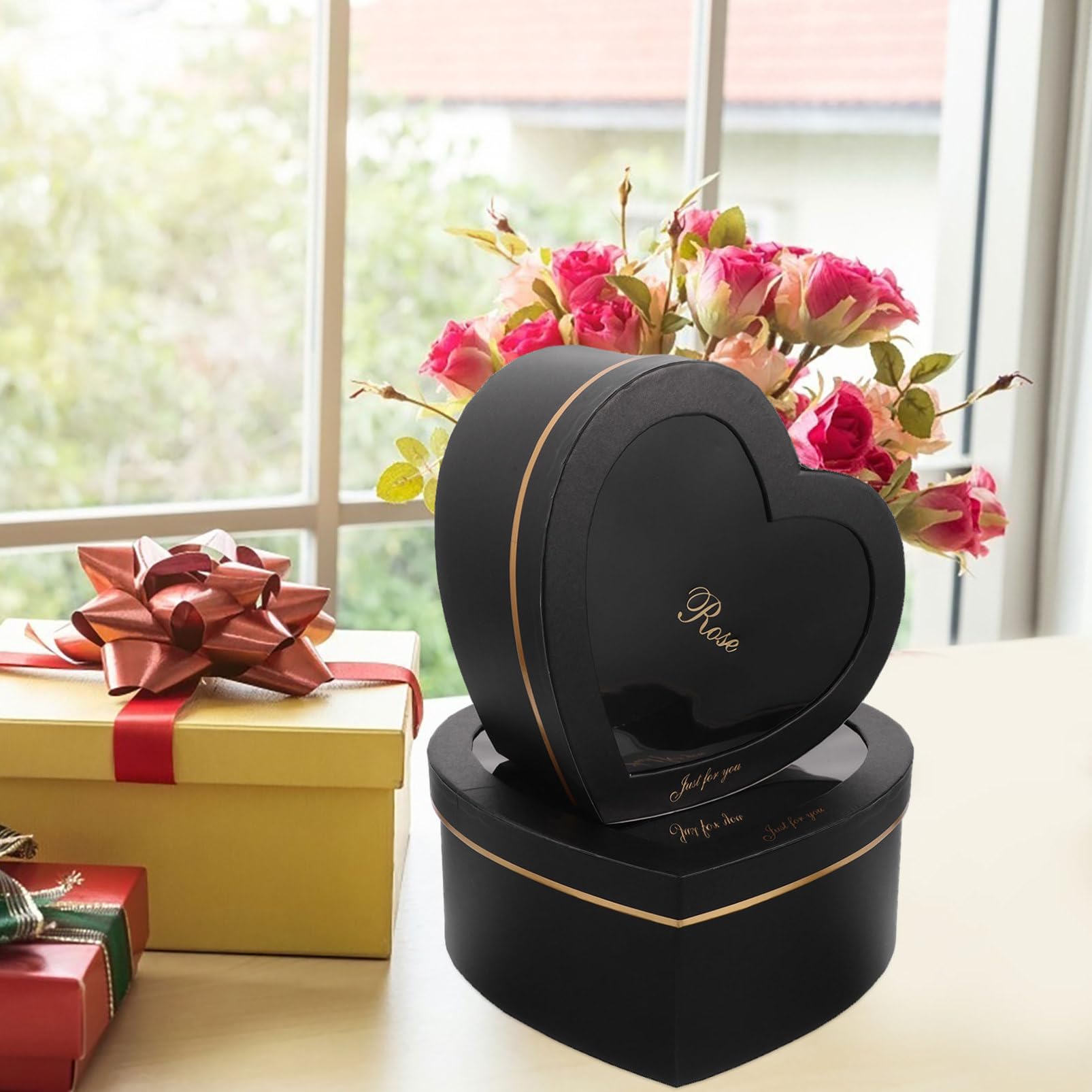 Healvian 2stücke Herzform Geschenkboxen Mit Fenster Schwarze Diy Verpackung Für Blumen Parfüm Und Make-up Für Valentinstag Hochzeiten Geburtstage Und Besondere Anlässe