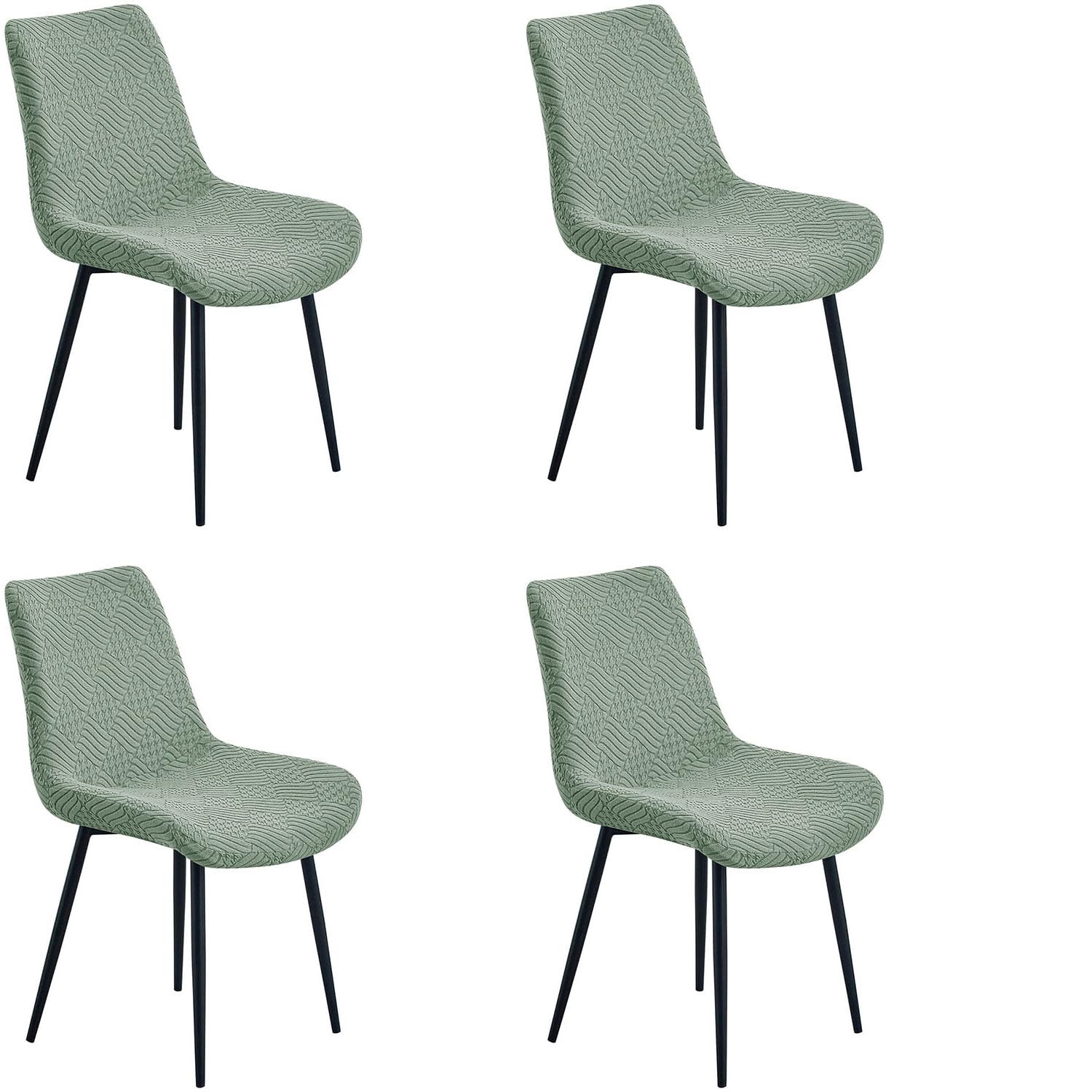 YOPOIY Shell Chair Covers Stretch Curved Back Dining Chair Slipcovers (green,4 PCS)