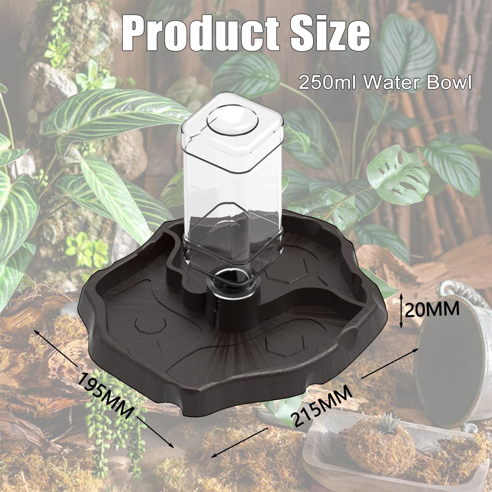 Distributeur d'eau pour Reptile, Mangeoire Gamelle Tortue Terrestre, Abreuvoir Tortue Terrestre 2 en 1, Distributeur d'eau Portable avec Plat en Plastique Abreuvoir pourReptile Tortues Gecko
