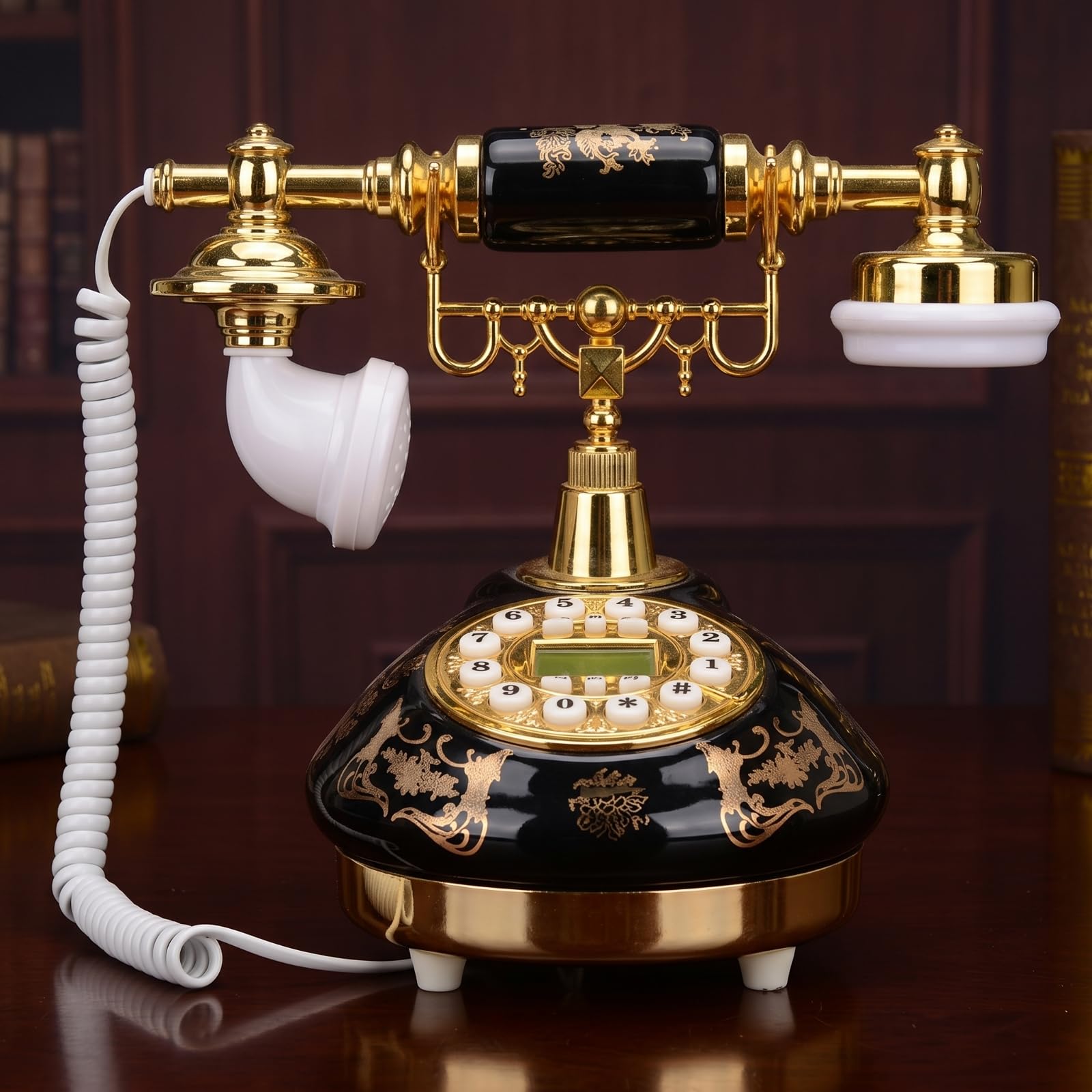 Colcolo Teléfono de Cerámica Antiguo Teléfono Retro Teléfono Fijo Teléfono Decorativo con Estética Nostálgica y Carácter de Material Cerámica y Metal Adecuado
