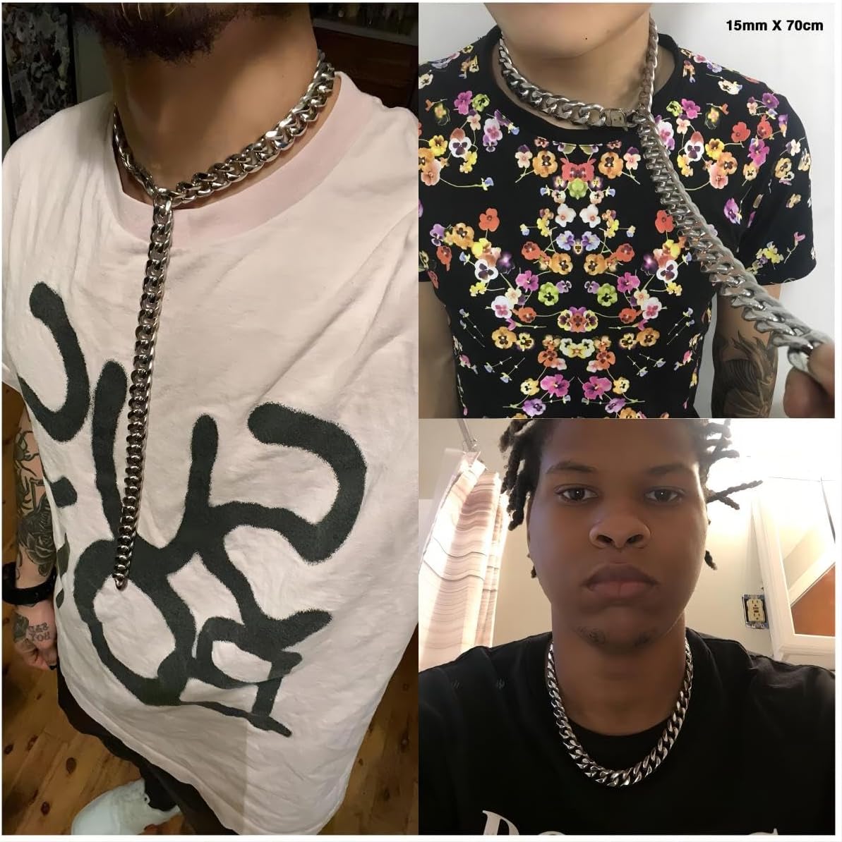 Hip Hop Mens Choker Stainless Steel Miami Chain Curb Cuban Link Rapper Necklace Jewelry with Tail - Image 5