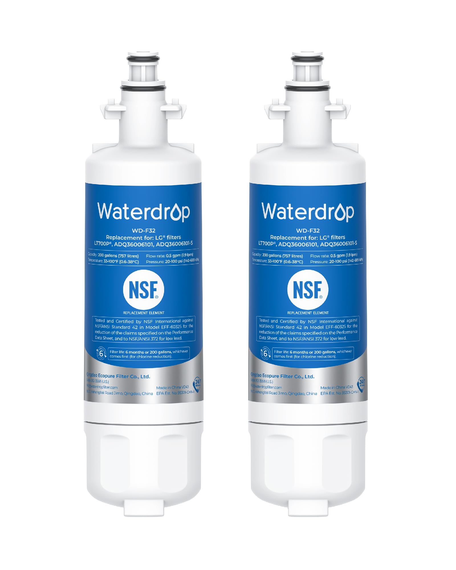 Waterdrop 469690 ADQ36006101 Refrigerator Water Filter Replacement for LG LT700P ADQ36006102 Kenmore 9690 LFXS30766S LFXS24623S FML-3 RFC1200A RWF1200A