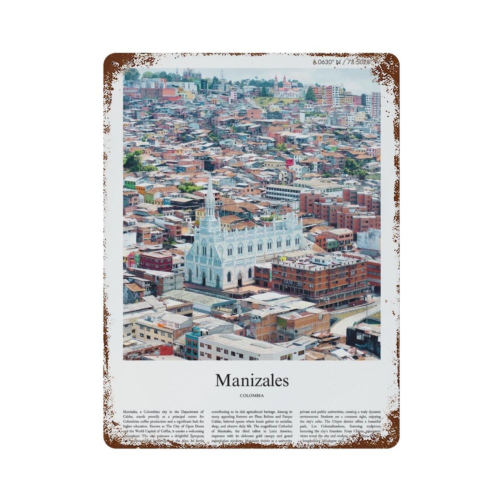 xiaoxiaoshen Manizales Colombia City Scenery Wall Decor Art Metal Tin Poster Modern Home Decor Art Home Bar Shop Decorations Vintage Sign 40x30cm