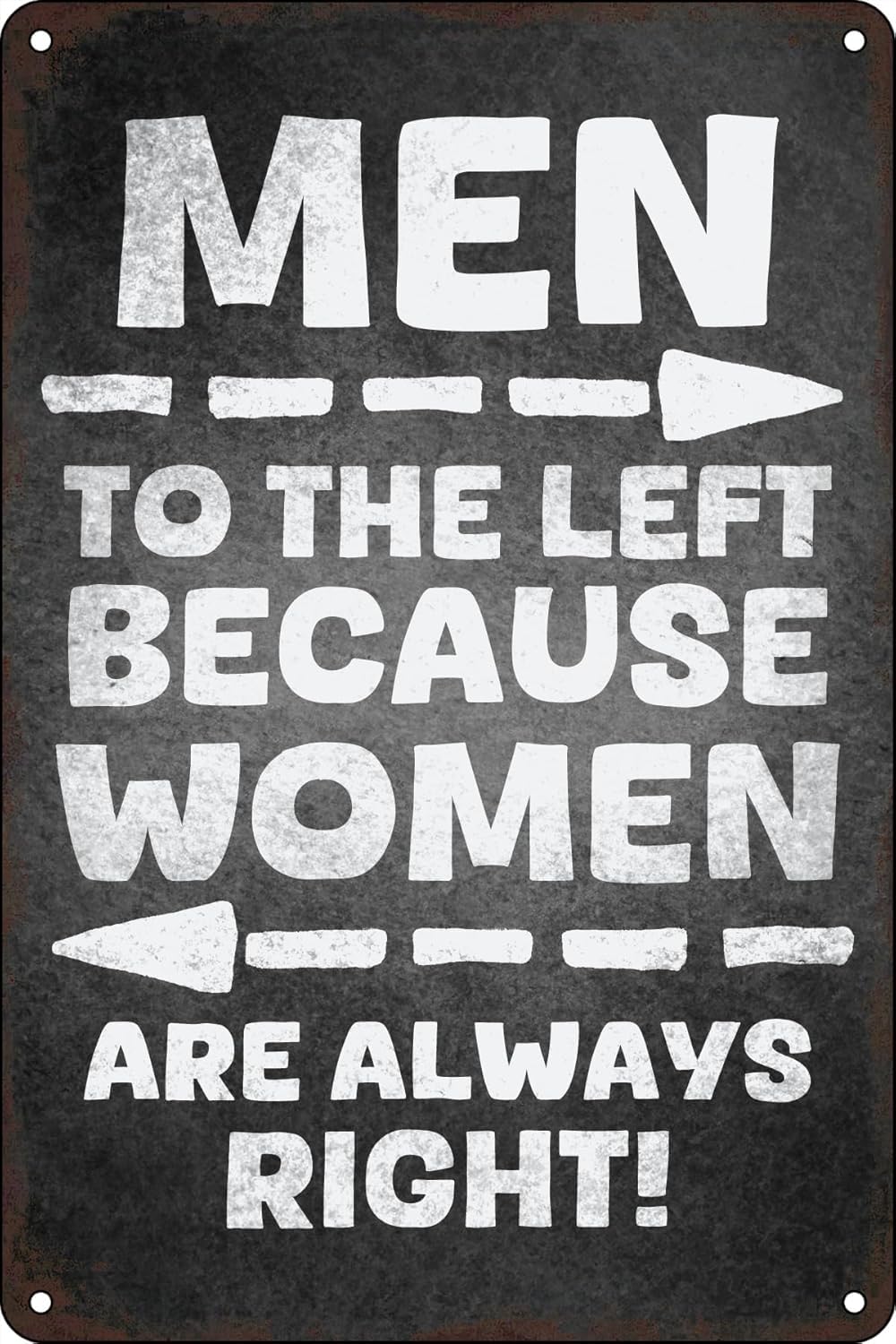 SMAZDFXX Funny Bar Vintage Tin Signs Men to The Left Because Women are Right Metal Poster Wall Decor for Home Gate Garden Restaurant Cafe Office Store Pub Club Sign 8"x12"