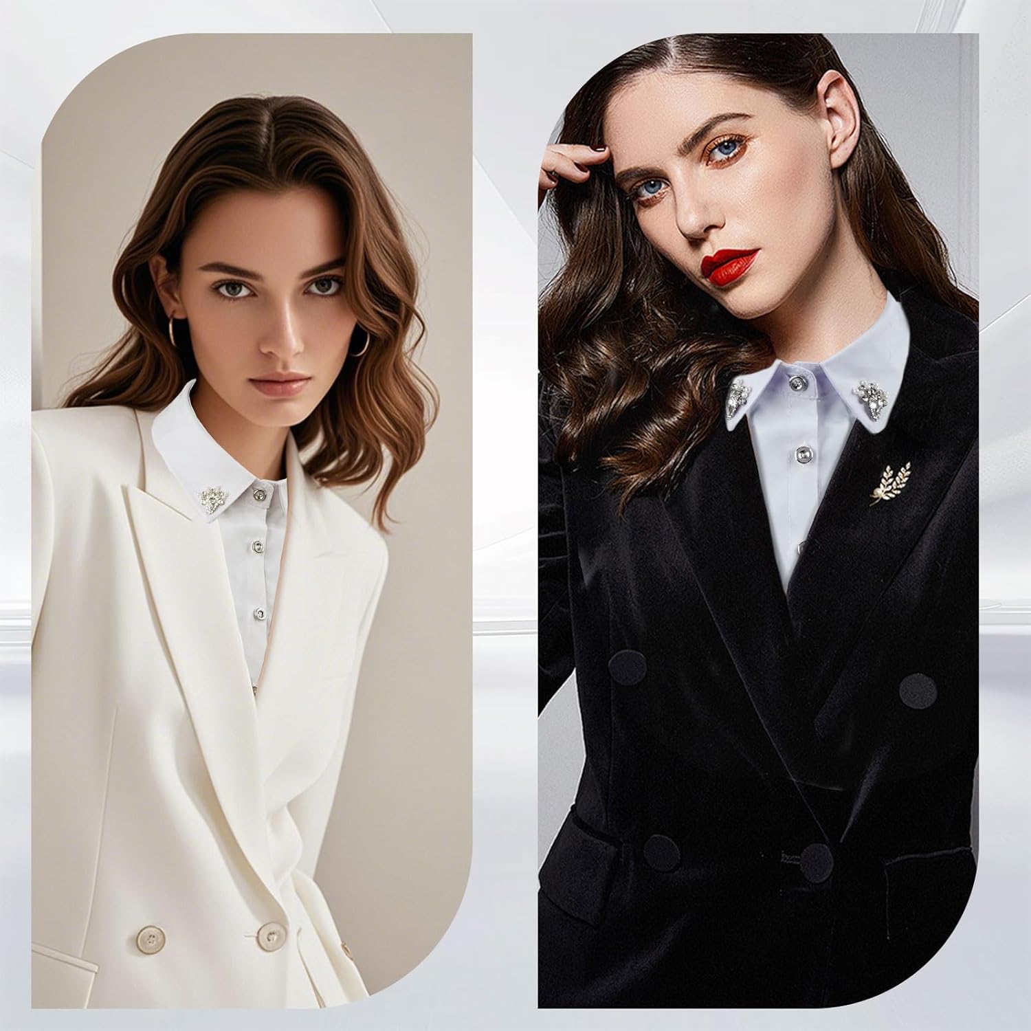 Handcrafted Faux Diamond and Pearl Fake Collar Shirts Versatile Dickey Collar Half Shirt Collar for Women - Image 2