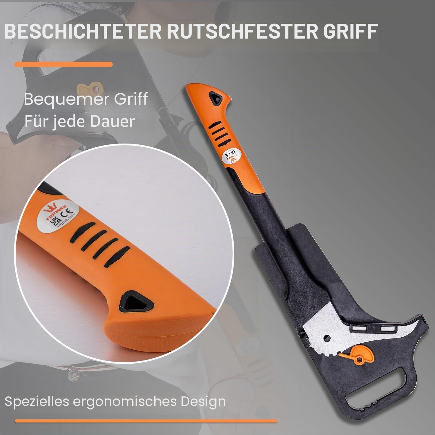TOPWAY Handsappie mit Langem Griff 720mm Sappie, Karbonstahl, ergonomischer TPR-Griff, Forstwerkzeug zum Ziehen, Anheben und Bewegen von Holzstücken, Inklusive Schutzhülle 331235