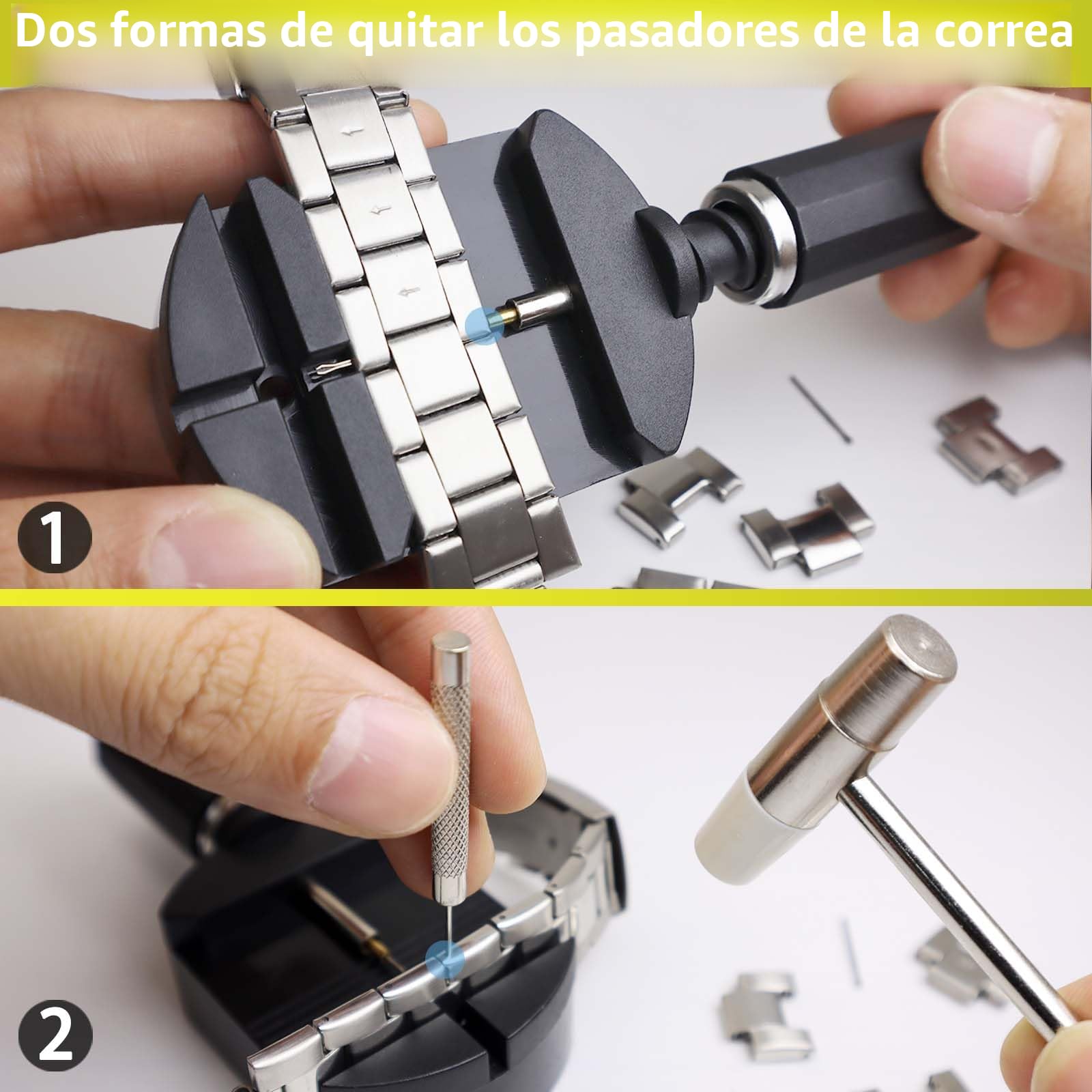 GLDCAPA Herramienta Correa Reloj, Ajuste de Correa, Reemplazo Pins, Martillo, Punzón