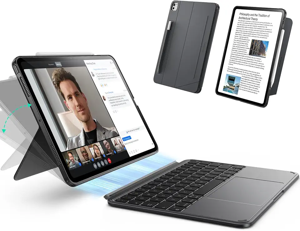 ESR for iPad Pro 11" (M5/M4, 2025/2024) Case with Keyboard, Magnetic Detachable Keyboard, Portrait/Landscape Modes, Large Click-Anywhere Trackpad, Backlit Keys, Shift Series, Dark Gray
