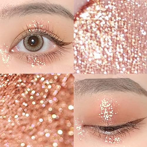 Miniatura 9 de KWOLYKIM Sombra de ojos líquida con purpurina, larga duración, secado rápido, fácil de aplicar, pegamento pigmentado de diamante con purpurina