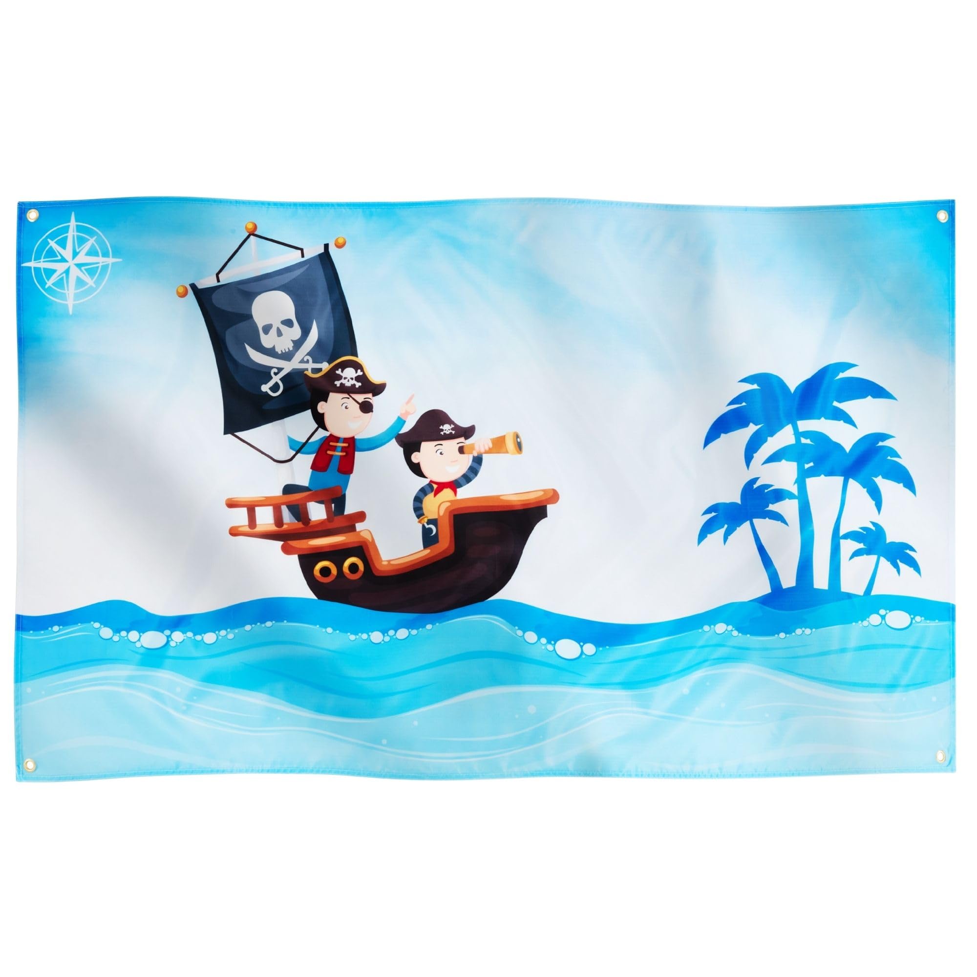 Runesol Children Pirate Flag, 91x152cm, 3ftx5ft, Children's Pirate Banner, 4 Grommets, Pirate Party Decorations