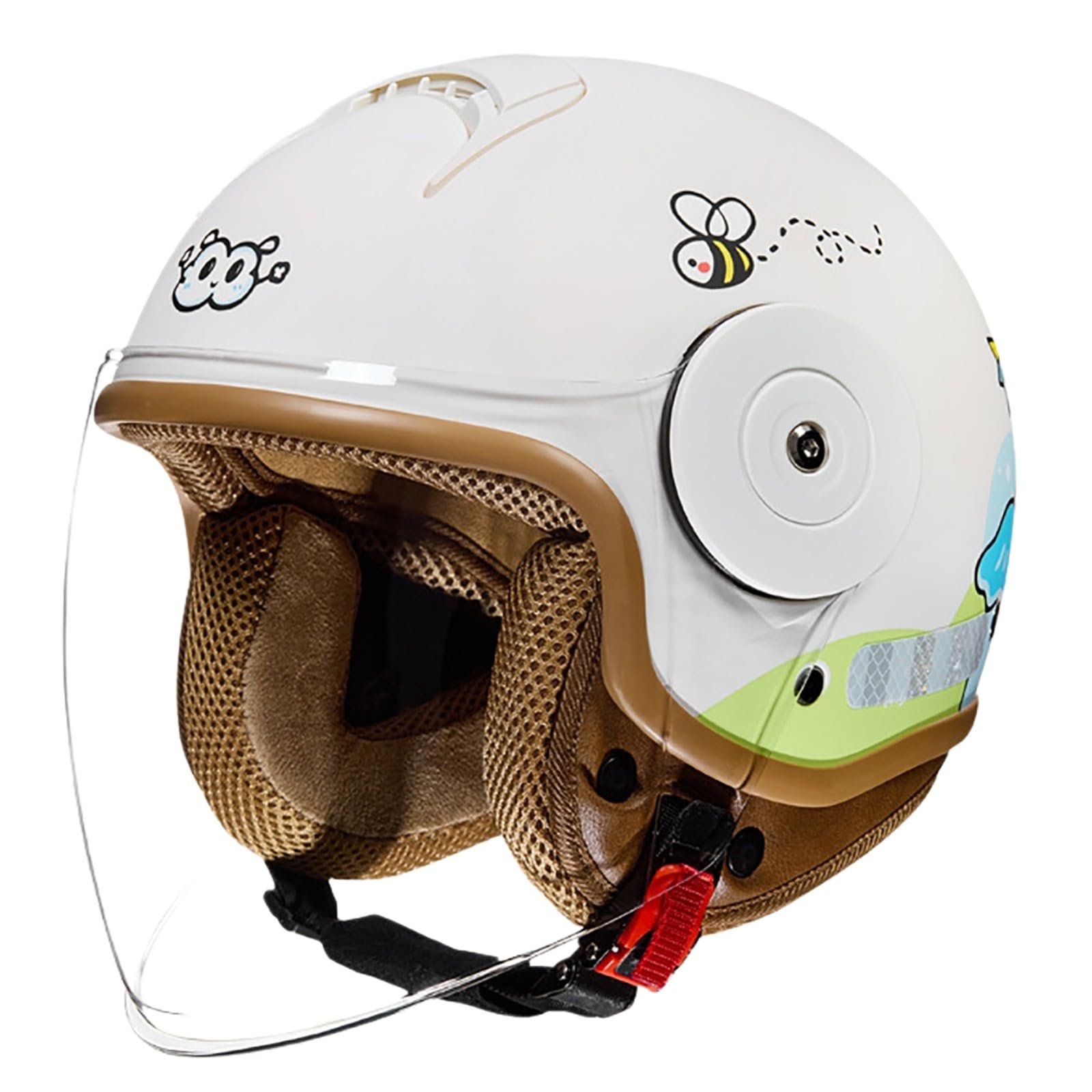 Kask dziecięcy, otwarty kask motocyklowy dla dzieci z wizjerem, regulowany kask na skuter, cruiser, motorower, dla chłopców i dziewcząt w wieku 4-12 lat, 2, (48-54 cm)