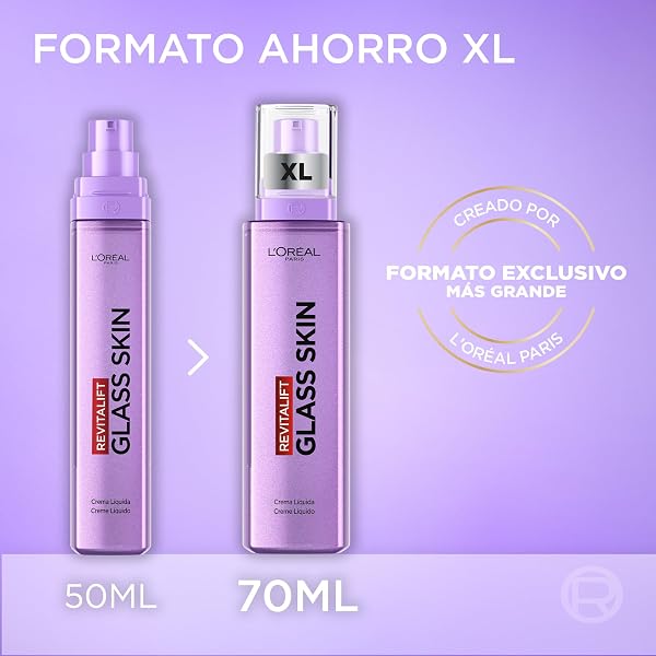 L'Oréal Paris Revitalift Filler Glass Skin Liquid Cream, Hyaluronic Acid and Vitamin Cg, Glass Skin Effect, Hydration up to 100H, Smoothes Lines and Fills, Korean Cosmetic Inspired, 70ml XL - 3