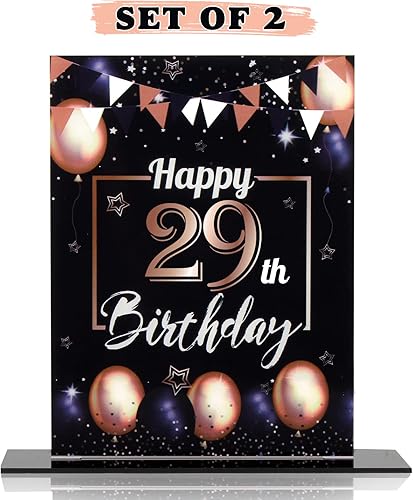 Miniatura 344 de LINGTEER Happy 11th Birthday Decorations, 2Pcs Black&Gold Stand Print Acrylic Table Centerpieces Backdrop Board- Cheers to 11 Years Old Fun Birthday